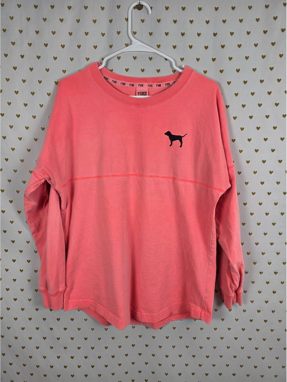 Victorias Secret PINK Orange campus Oversized long sleeve tee shirt medium